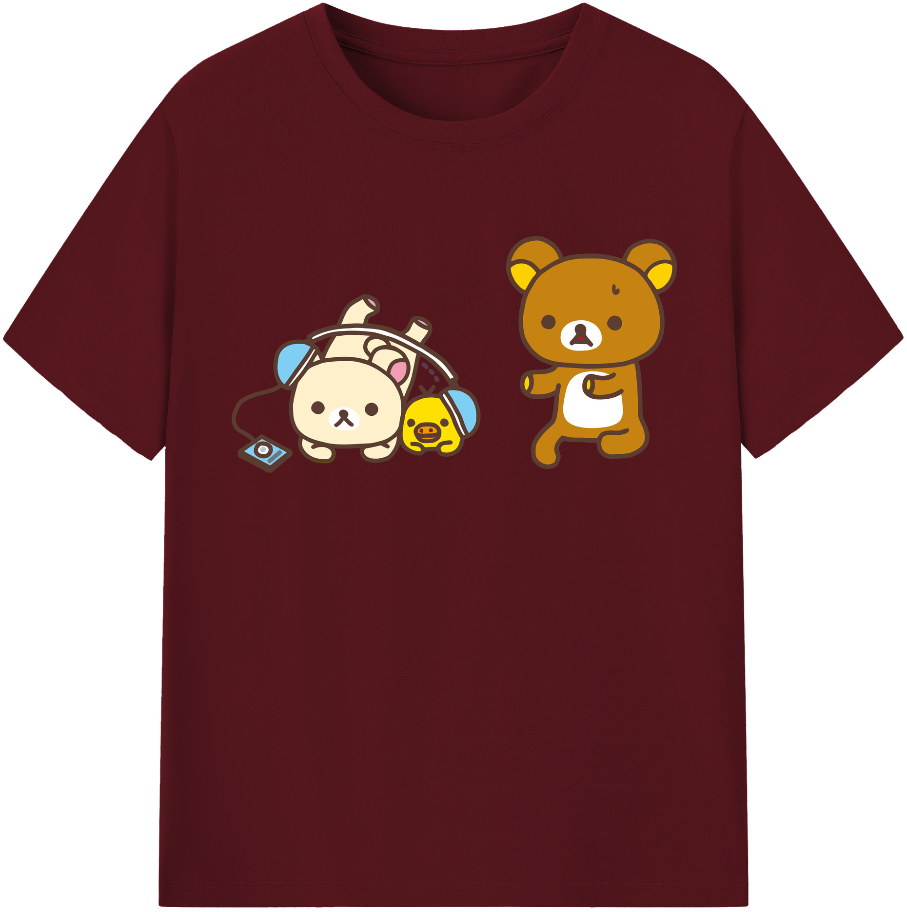 （画像用） リラックマ リラックマ キイロイトリ Rilakkuma Korilakkuma Kiiroitori 綿100％半袖Tシャツ（フロントプリント）